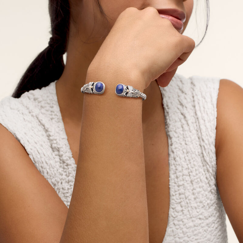 Lapis Dragonfly Cuff Bracelet in Sterling Silver and 18kt Yellow Gold image number 1