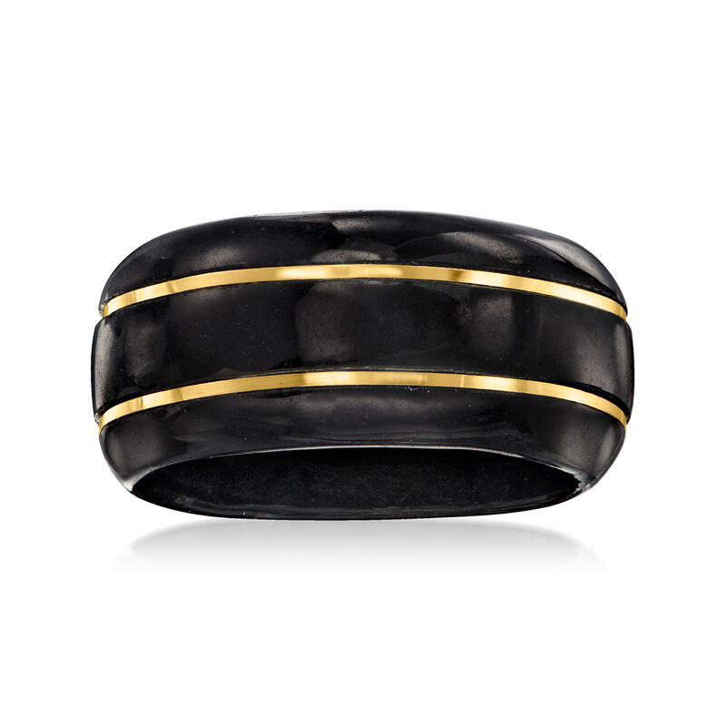 Black Jade Ring with 14kt Yellow Gold image number 0