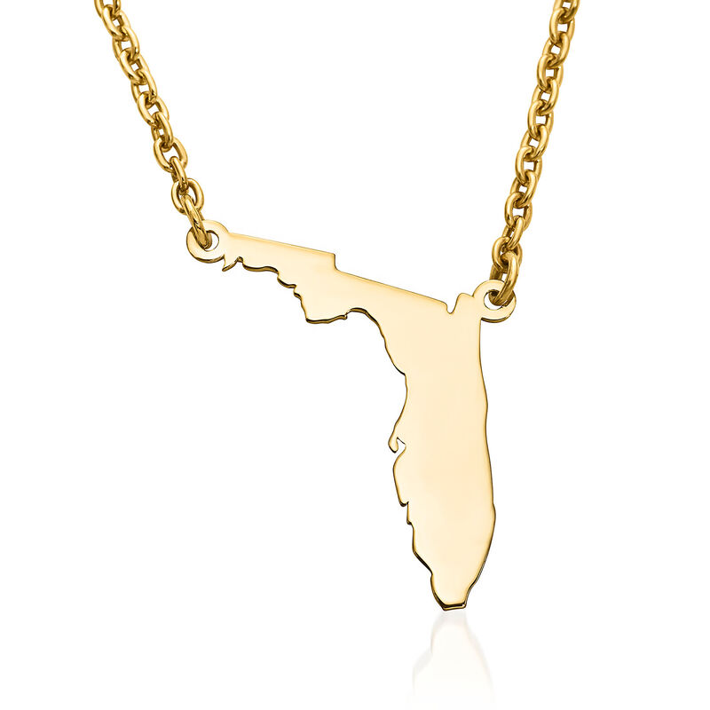 Florida - 14kt Yellow Gold U.S. State Necklace. 18"  image number 0