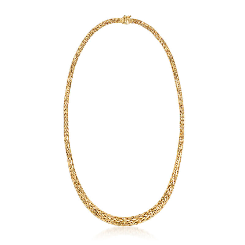 18kt Yellow Gold Wheat-Link Necklace with Magnetic Clasp image number 2