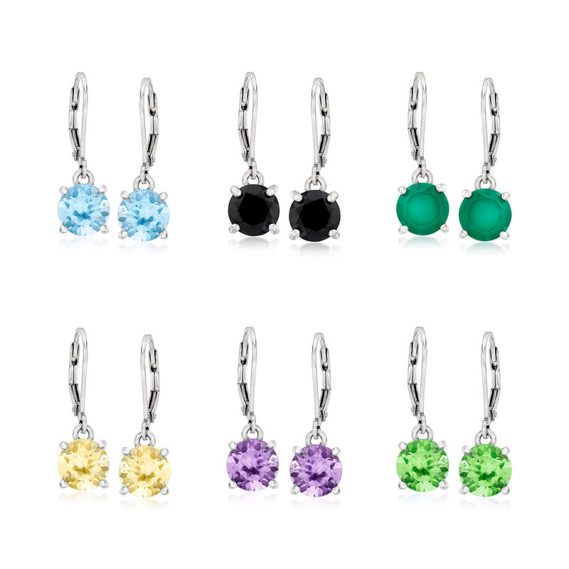 19.00 ct. t.w. Multi-Gemstone Jewelry Set: Six Pairs of Drop Earrings in Sterling Silver image number 0