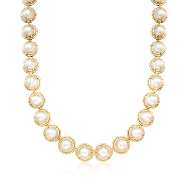 C. 1980 Vintage Tiffany Jewelry &quot;Paloma Picasso&quot; 13-14mm Cultured Mabe Pearl Necklace in 18kt Yellow Gold image number 0