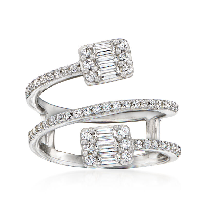 .80 ct. t.w. CZ Bypass Ring in Sterling Silver image number 0