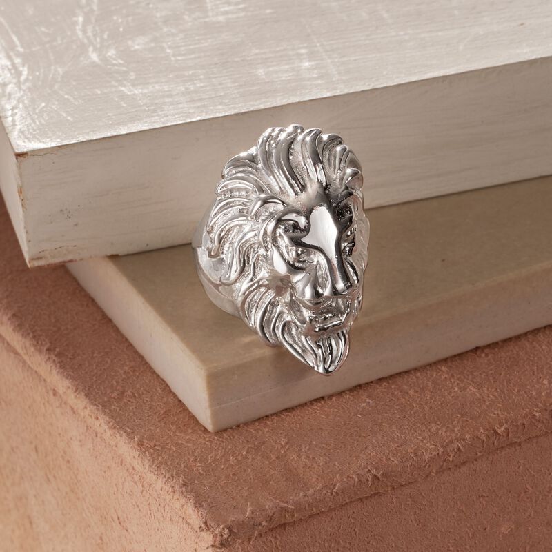 Italian Sterling Silver Lion Head Ring image number 5