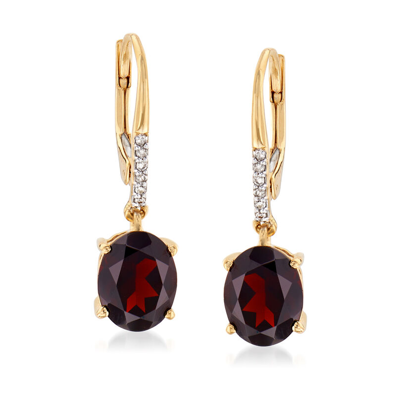 3.80 ct. t.w. Garnet Drop Earrings in 18kt Gold Over Sterling with Diamond Accents image number 0