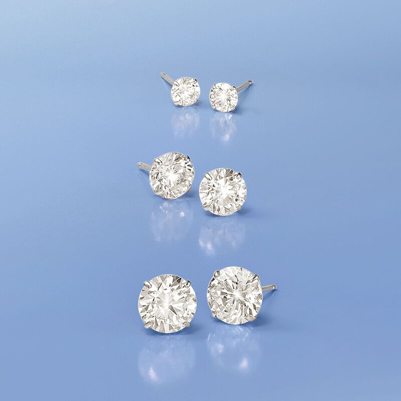1.00 ct. t.w. CZ Stud Earrings in 14kt White Gold image number 2
