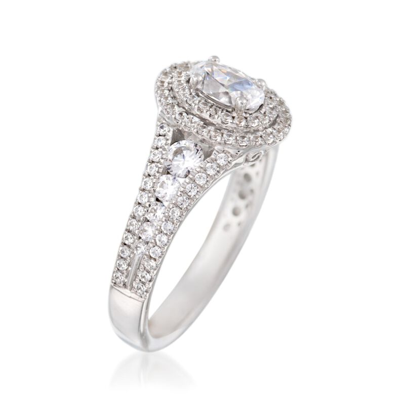 Simon G. .69 ct. t.w. Diamond Double Halo Engagement Ring Setting in 18kt White Gold image number 2