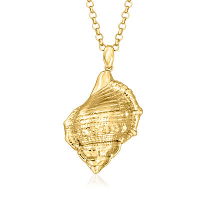 Italian 18kt Gold Over Sterling Conch Shell Pendant Necklace