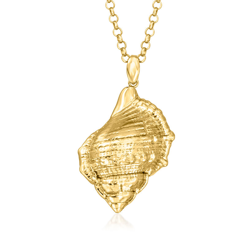 Italian 18kt Gold Over Sterling Conch Shell Pendant Necklace. 18&quot; image number 1