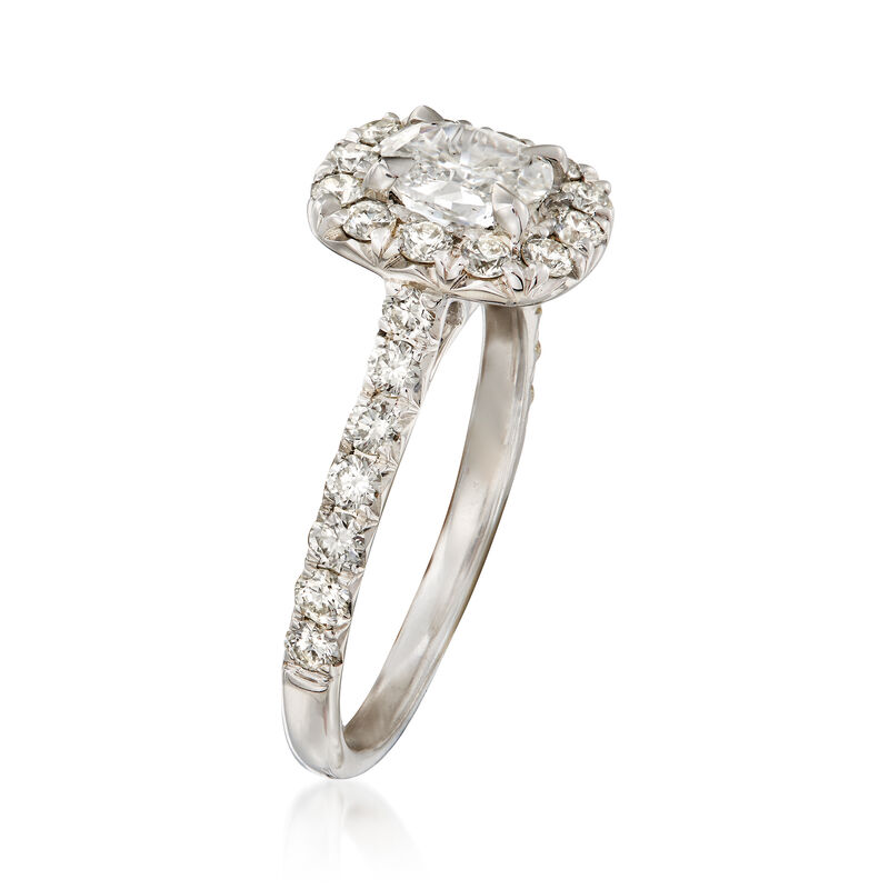 Henri Daussi 1.42 ct. t.w. Diamond Halo Engagement Ring in 18kt White Gold image number 2