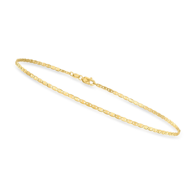 1.75mm 10kt Yellow Gold Mariner-Link Anklet. 10&quot; image number 2