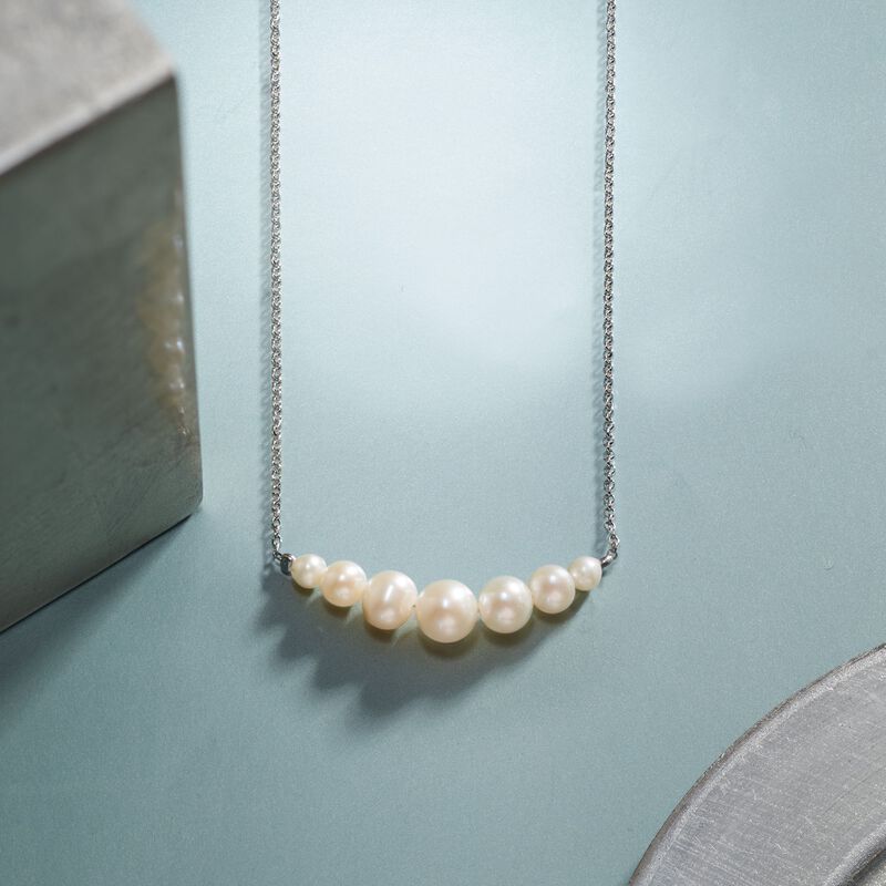 4-8mm Cultured Pearl Necklace in Sterling Silver image number 5