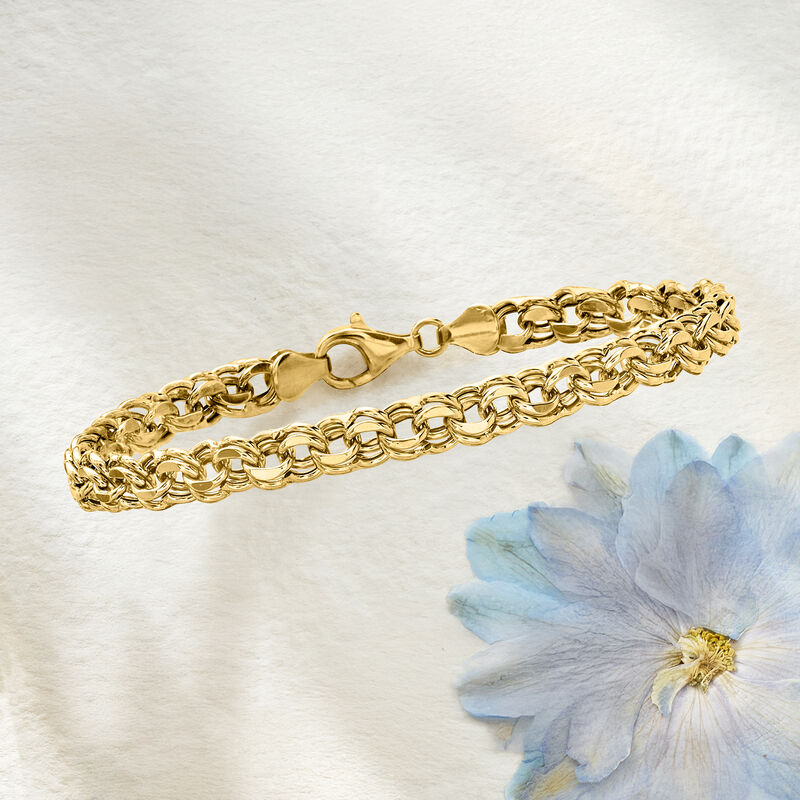 18kt Gold Over Sterling Faceted Rolo-Link Bracelet image number 2