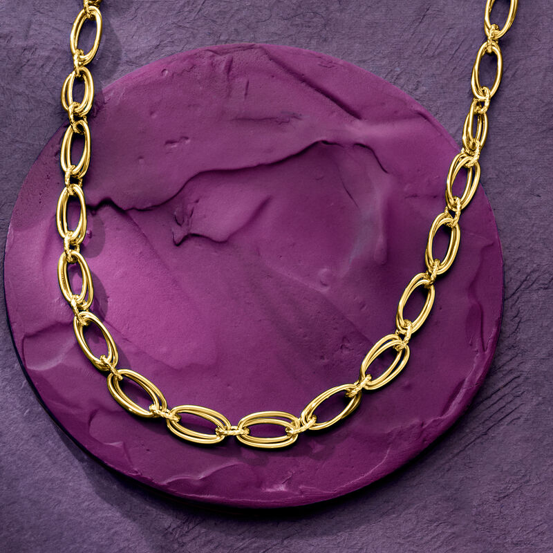 Italian 18kt Yellow Gold Double-Oval Link  Necklace image number 3