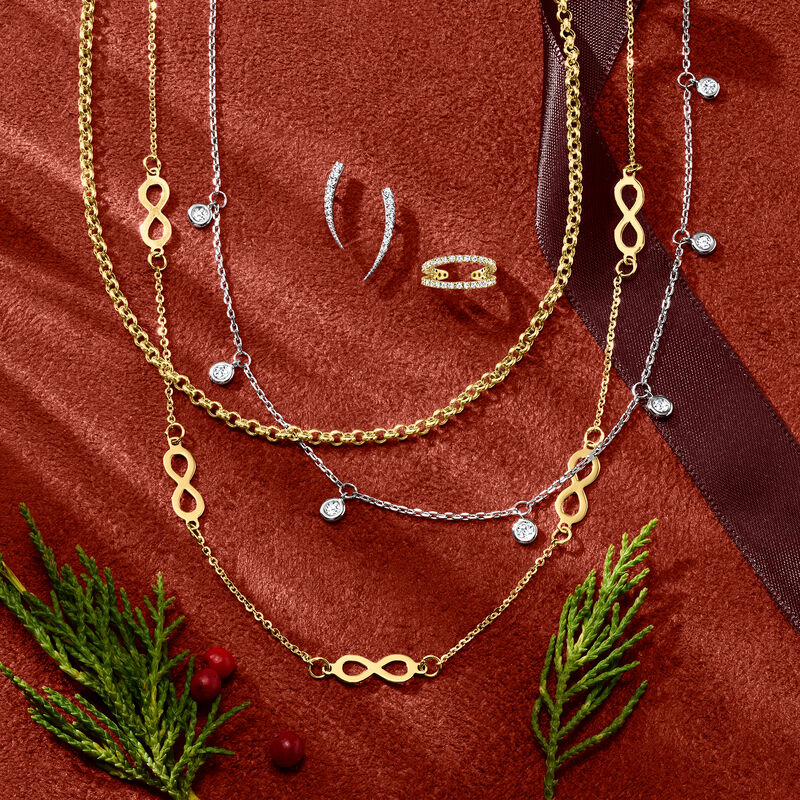 Italian 14kt Yellow Gold Infinity Station Link Necklace image number 3