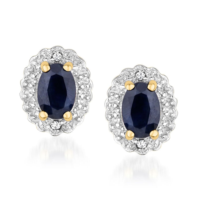 1.80 ct. t.w. Sapphire Jewelry Set with White Topaz Accents: Earrings and Pendant Necklace in 18kt Gold Over Sterling. 18&quot; image number 2