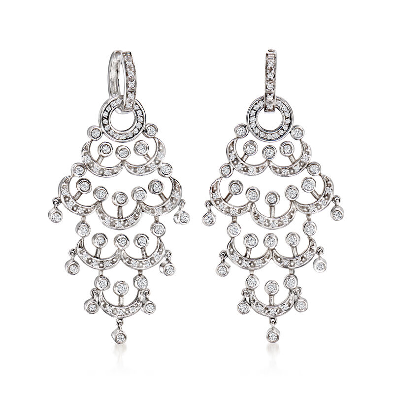 C. 2010 Vintage 1.00 ct. t.w. Diamond Removable Chandelier Earrings in 14kt White Gold image number 2