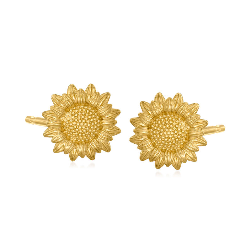 14kt Yellow Gold Sunflower Stud Earrings image number 0