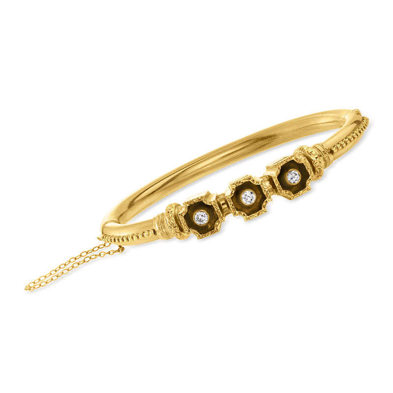 C. 1950 Vintage .35 ct. t.w. Diamond Bangle Bracelet in 14kt Yellow Gold. 7&quot; image number 0
