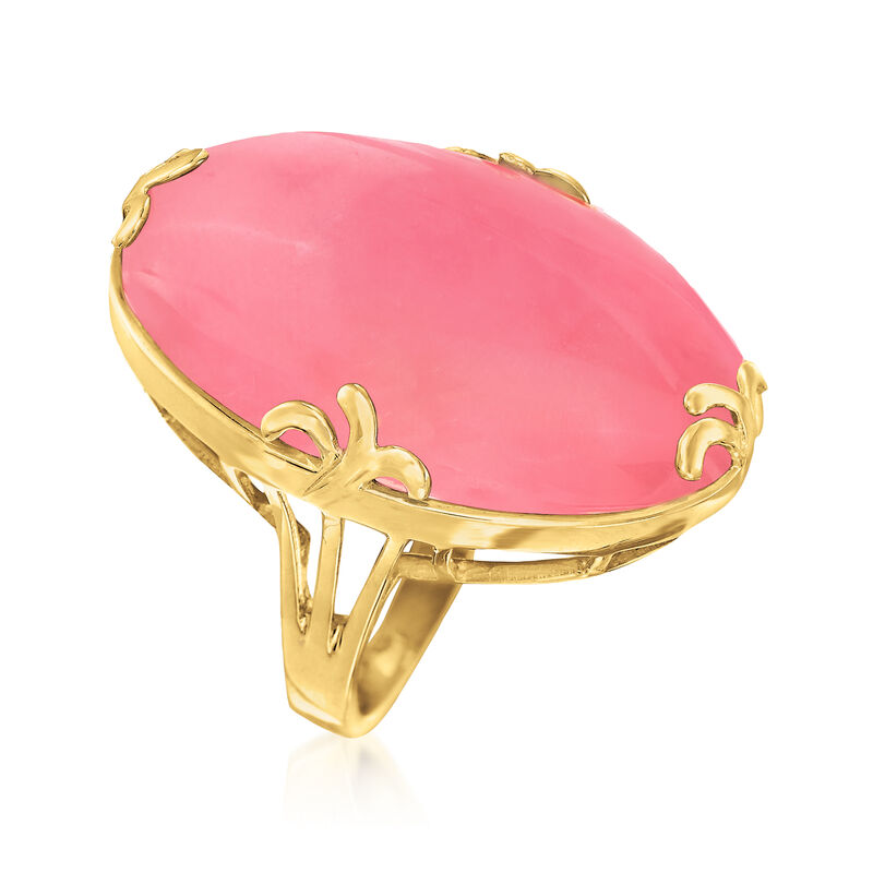 Pink Jade Ring in 18kt Gold Over Sterling image number 2