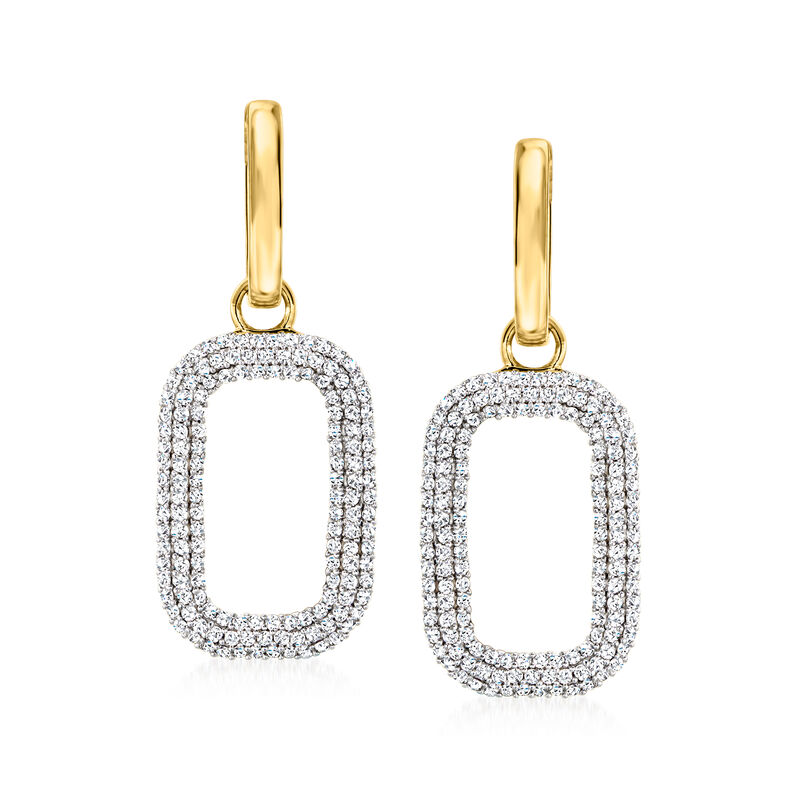 2.40 ct. t.w. White Topaz Paper Clip Link Hoop Drop Earrings in 18kt Gold Over Sterling image number 0