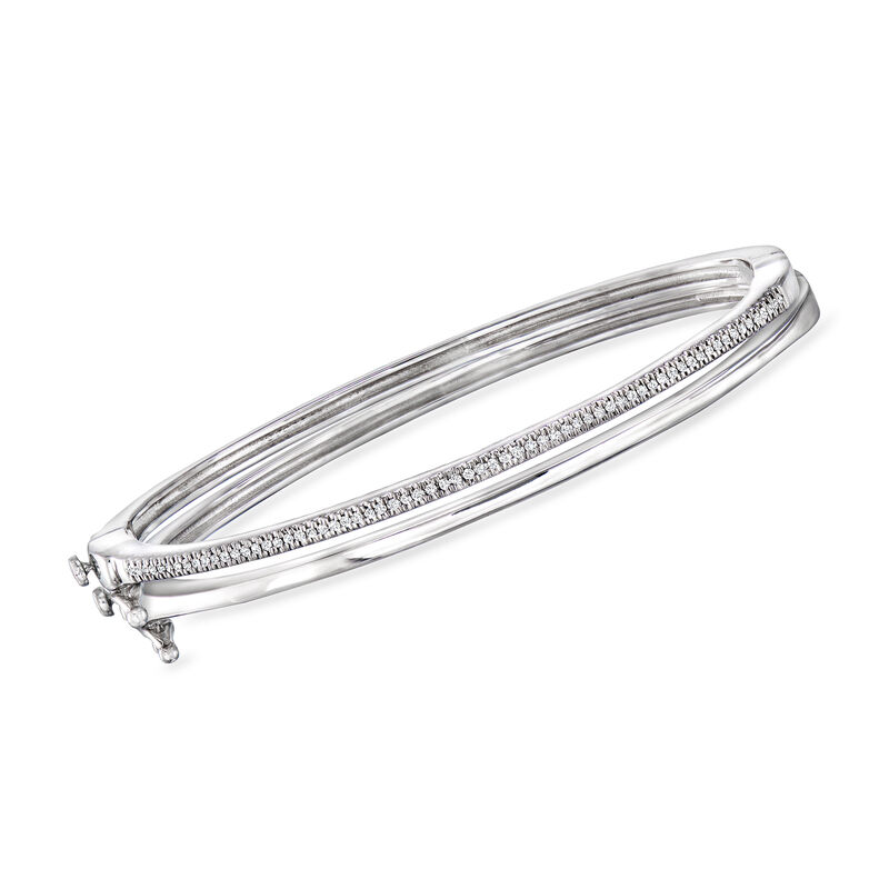 .25 ct. t.w. Diamond Jewelry Set: Two Bangle Bracelets in Sterling Silver. 7&quot; image number 0