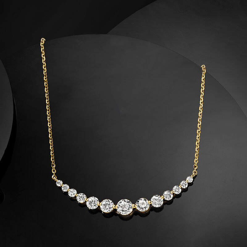 2.00 ct. t.w. Lab-Grown Diamond Curved Bar Necklace in 14kt Yellow Gold image number 3