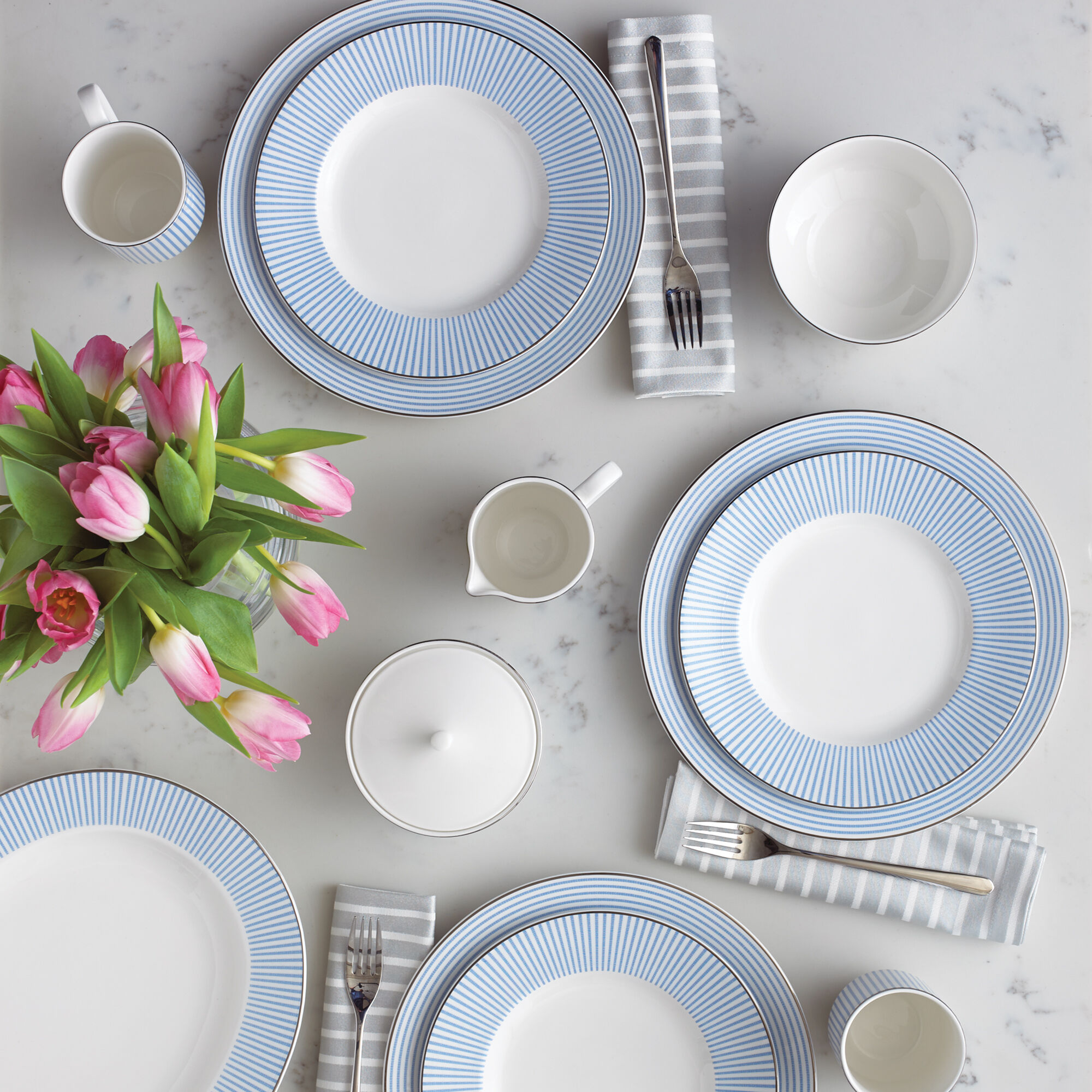 Kate Spade New York Laurel Street 4 pc. Blue and White Ceramic Place Setting