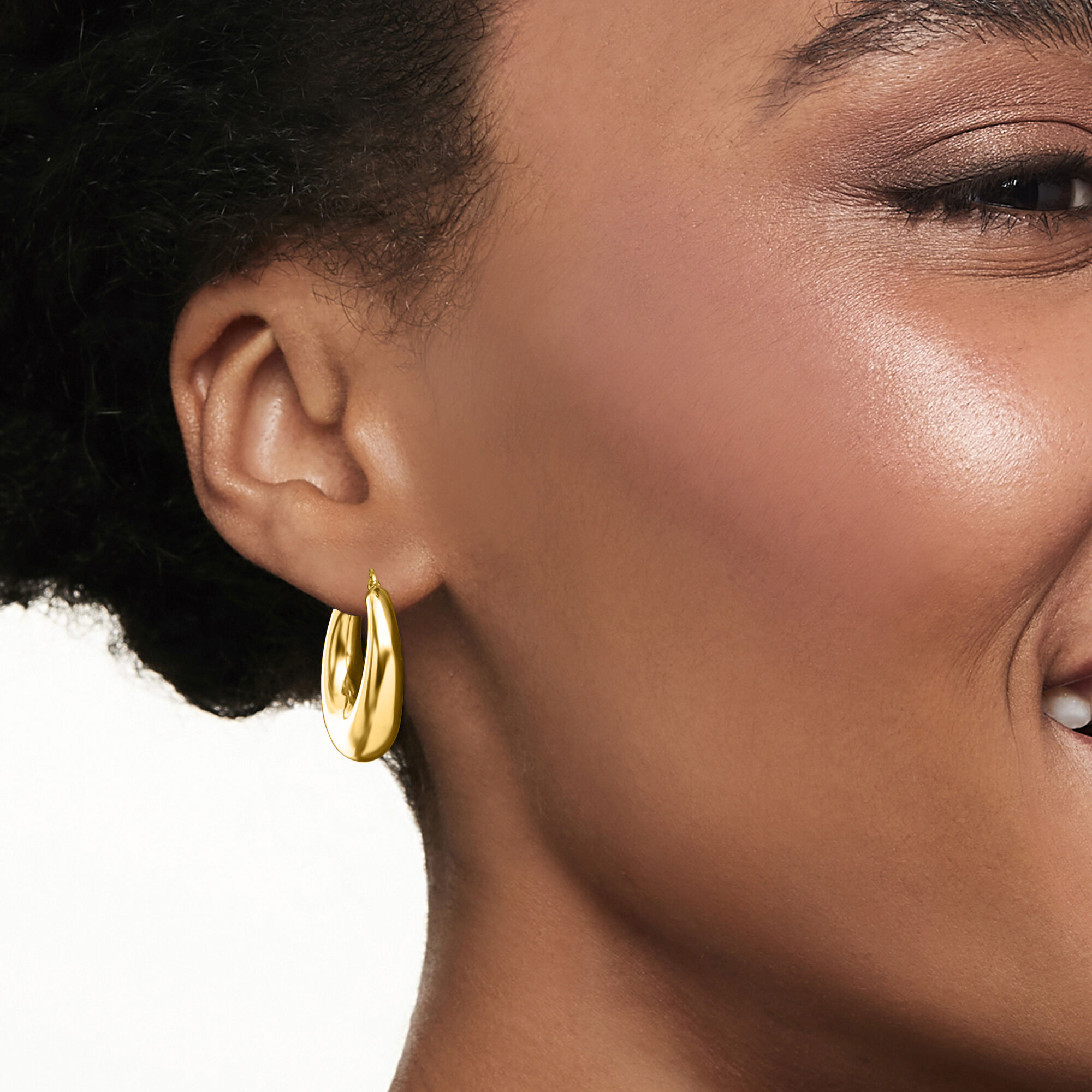 Andiamo 14kt Yellow Gold Over Resin Graduated Hoop Earrings