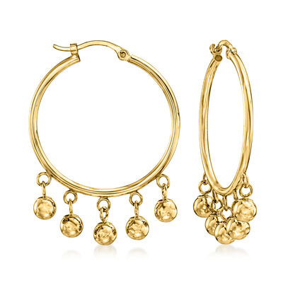 14kt Yellow Gold Bead Hoop Earrings