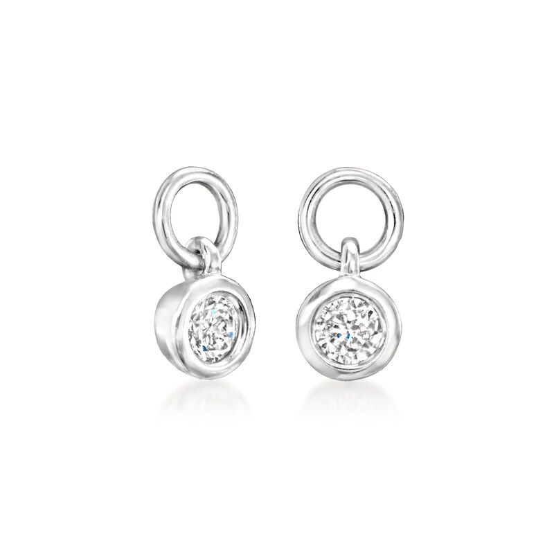 Bezel-Set Diamond Hoop Charms in Sterling Silver image number 2