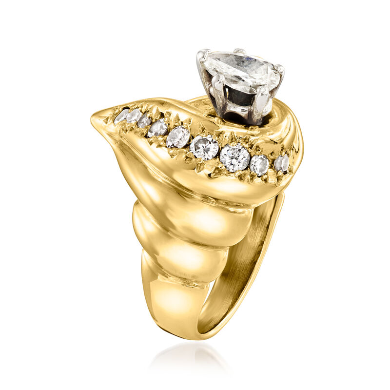 C. 1980 Vintage 1.00 ct. t.w. Diamond Ring in 14kt Yellow Gold image number 2