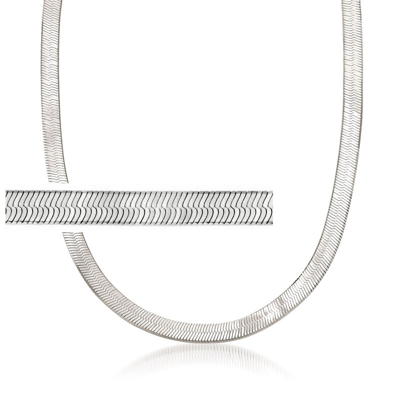 6mm Italian Sterling Silver Herringbone Necklace image number 0