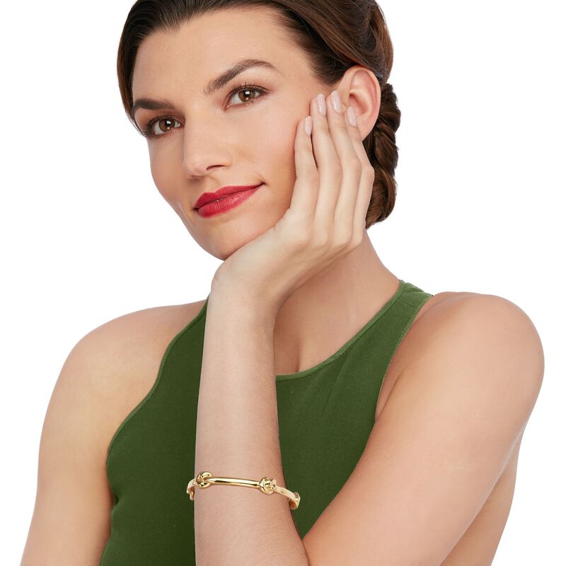 Italian Andiamo 14kt Yellow Gold Over Resin Knot Station Bangle Bracelet. 7.5&quot; image number 1
