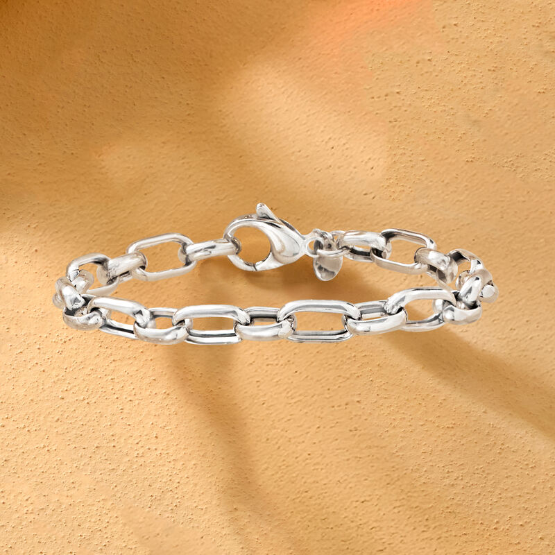 Italian Sterling Silver Paper Clip Link Bracelet image number 2