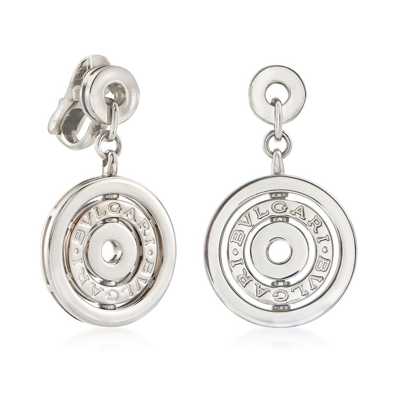 C. 2000 Vintage Bulgari &quot;Astrale&quot; 18kt White Gold Clip-On Circle Drop Earrings  image number 2
