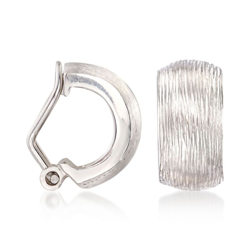 Diamond-Cut Sterling Silver Huggie Hoop Clip-On Earrings image number 2