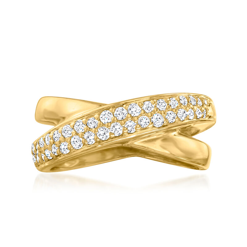 C. 1990 Vintage Jose Hess .55 ct. t.w. Diamond Crisscross Ring in 18kt Yellow Gold image number 0