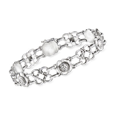 C. 1990 Vintage Georg Jensen Sterling Silver Flower-Link Bracelet