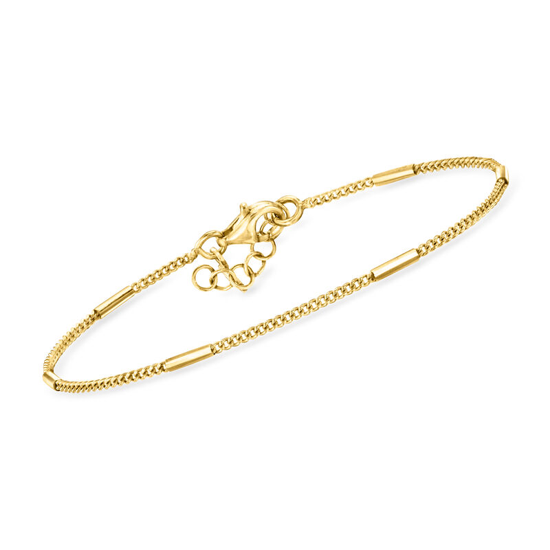 Italian 18kt Gold Vermeil Bar and Curb-Link Station Bracelet image number 0