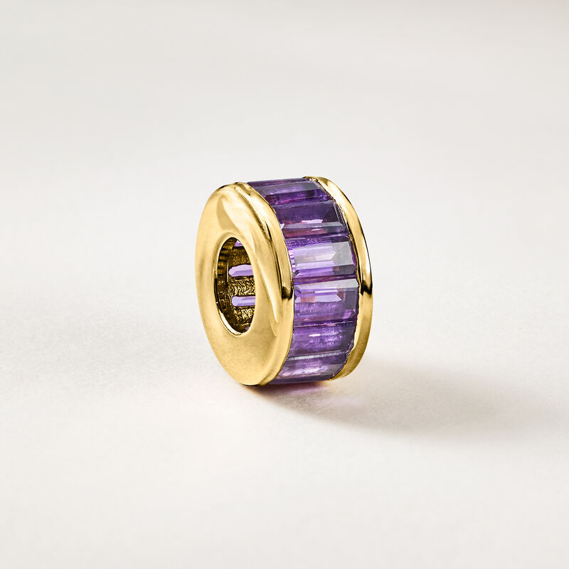 Baguette Birthstone Bead Charm in 18kt Gold Over Sterling image number 5