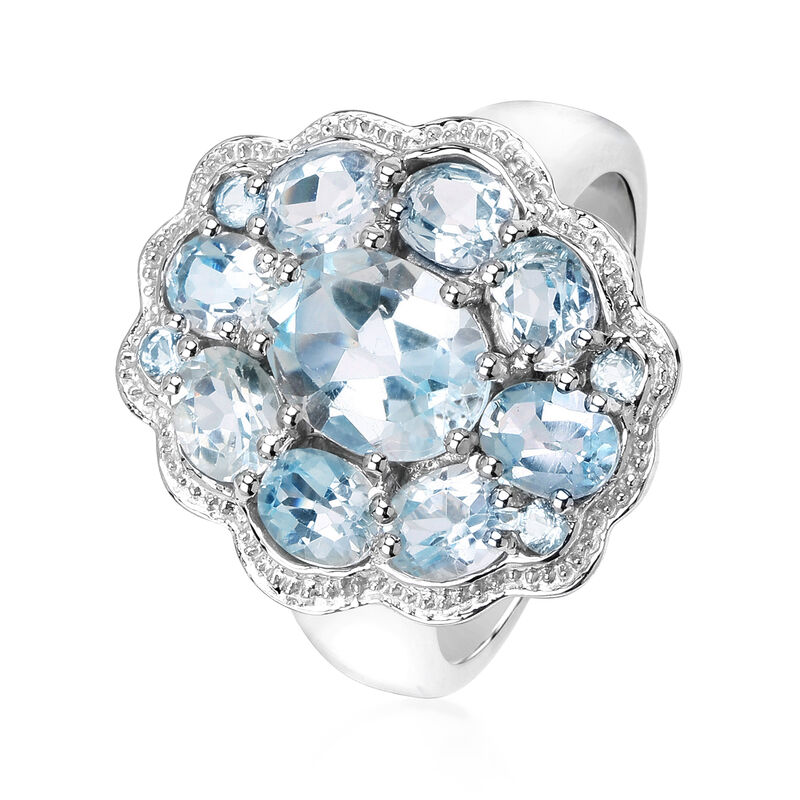 4.70 ct. t.w. Sky Blue Topaz Flower Ring in Sterling Silver image number 1