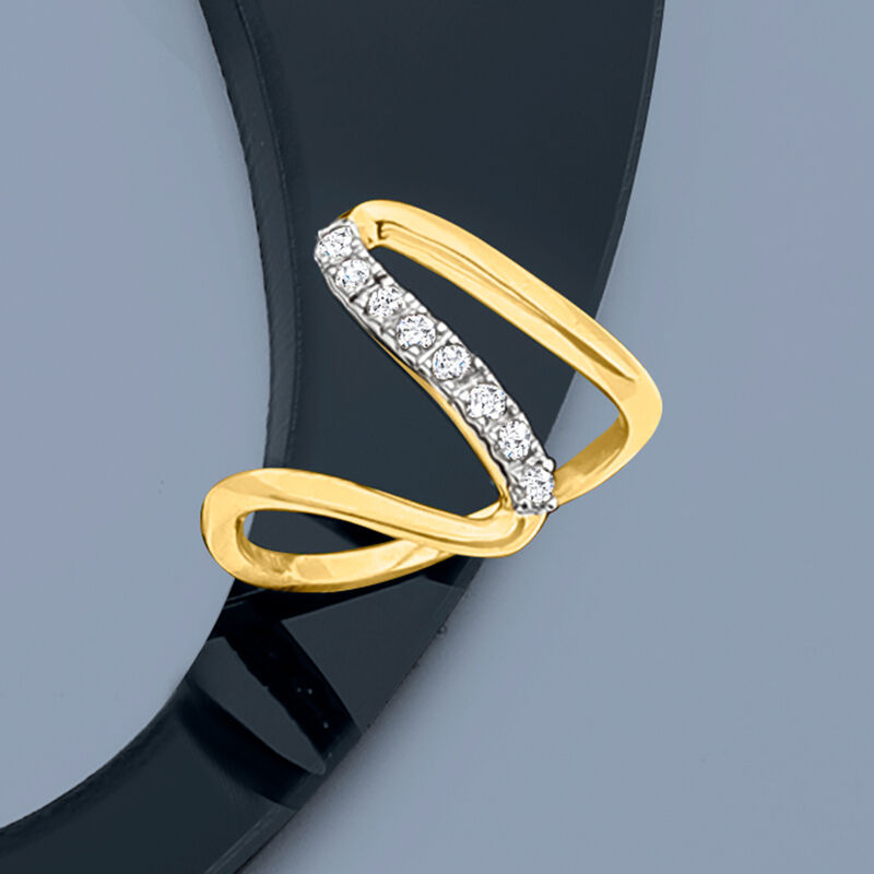 .25 ct. t.w. Diamond Wave Ring in 18kt Gold Over Sterling image number 3