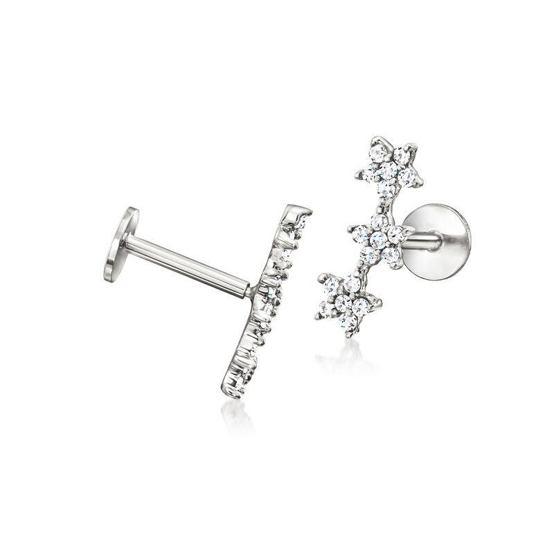 .10 ct. t.w. Diamond Three-Star Flat-Back Earrings in Sterling Silver  image number 2