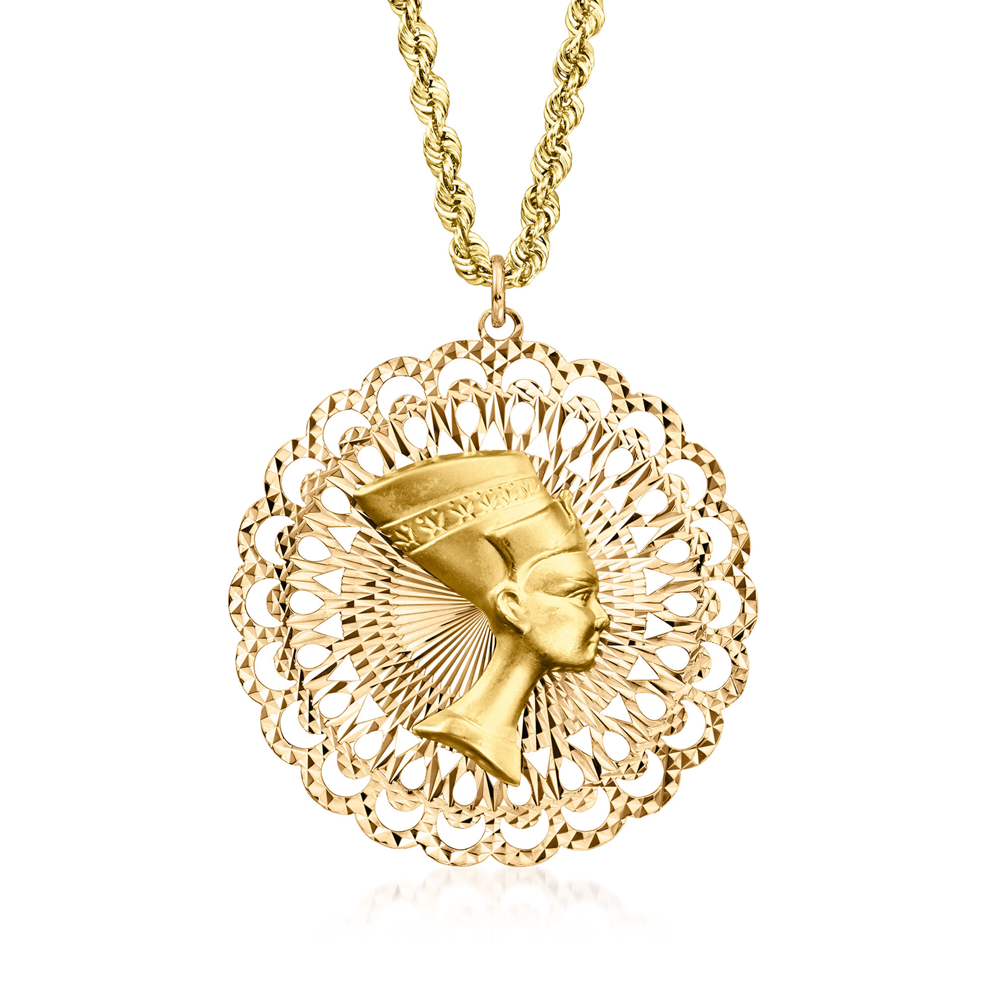 ベネチアンマスクMagnificient Nefertiti Gold C. 1980 Vintage 14kt and 18kt Yellow Gold Nefertiti Pendant