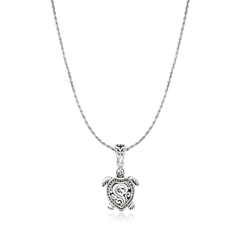 Sterling Silver Turtle Jewelry Set: Necklace and Drop Earrings. 18&quot; image number 5
