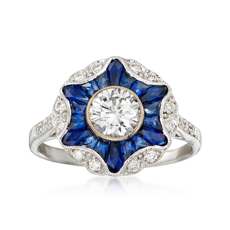 C. 2016 1.20 ct. t.w. Sapphire and .86 ct. t.w. Diamond Burst Ring in 18kt White Gold. Size 6.75 image number 0