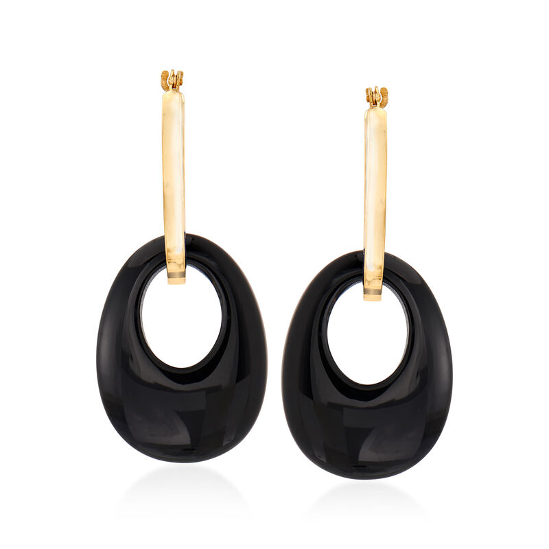 20x15mm Multi-Gemstone Open-Oval Interchangeable Hoop Earrings in 14kt Yellow Gold. 1 1/4" image number 5