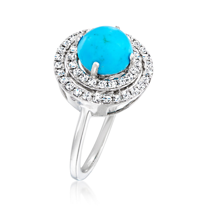 C. 1990 Vintage Howlite and .50 ct. t.w. Diamond Cocktail Ring in 14kt White Gold image number 2