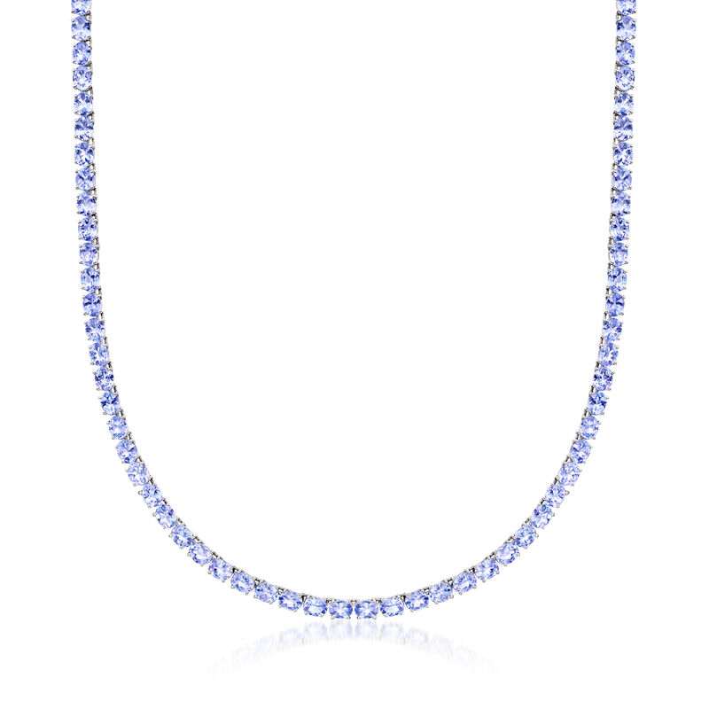 20.00 ct. t.w. Tanzanite Tennis Necklace in Sterling Silver image number 0